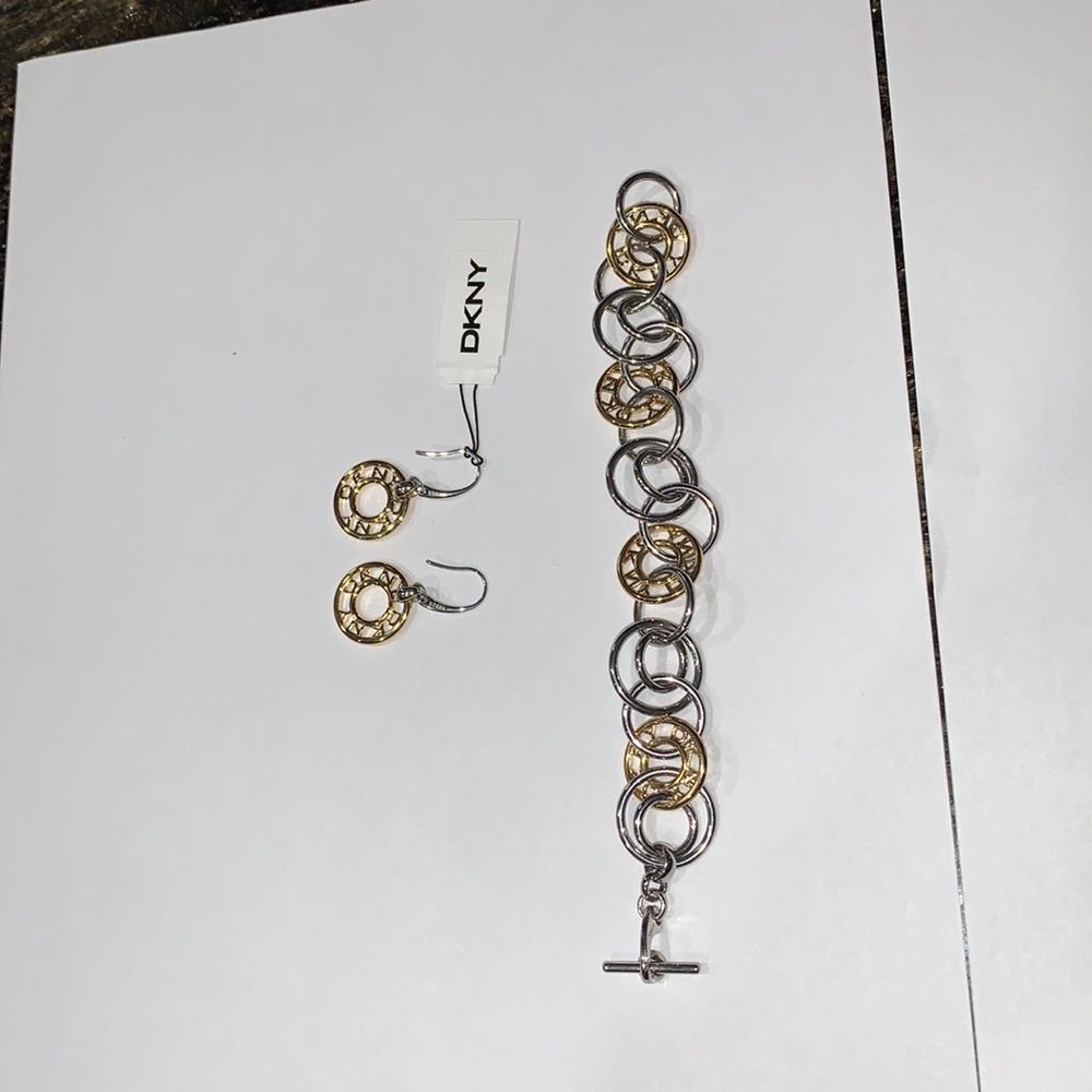 DKNY Bi-color bracelet and earrings set - Picture 2 of 7